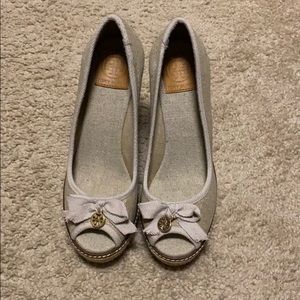 Tory Burch Jackie Peep-Toe Espadrille Wedge, 9.5B